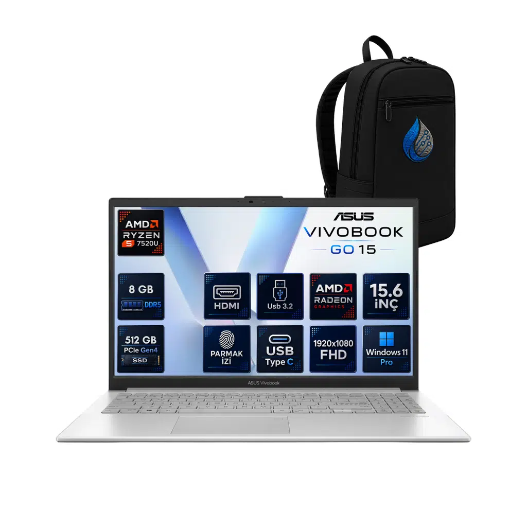 ASUS Vivobook Go 15 AMD Ryzen 5 7520U 8 GB LPDDR5 512 GB SSD 15.6'' Full HD Windows 11 Pro Dizüstü Bilgisayar E1504FA-BQ4893RNP01