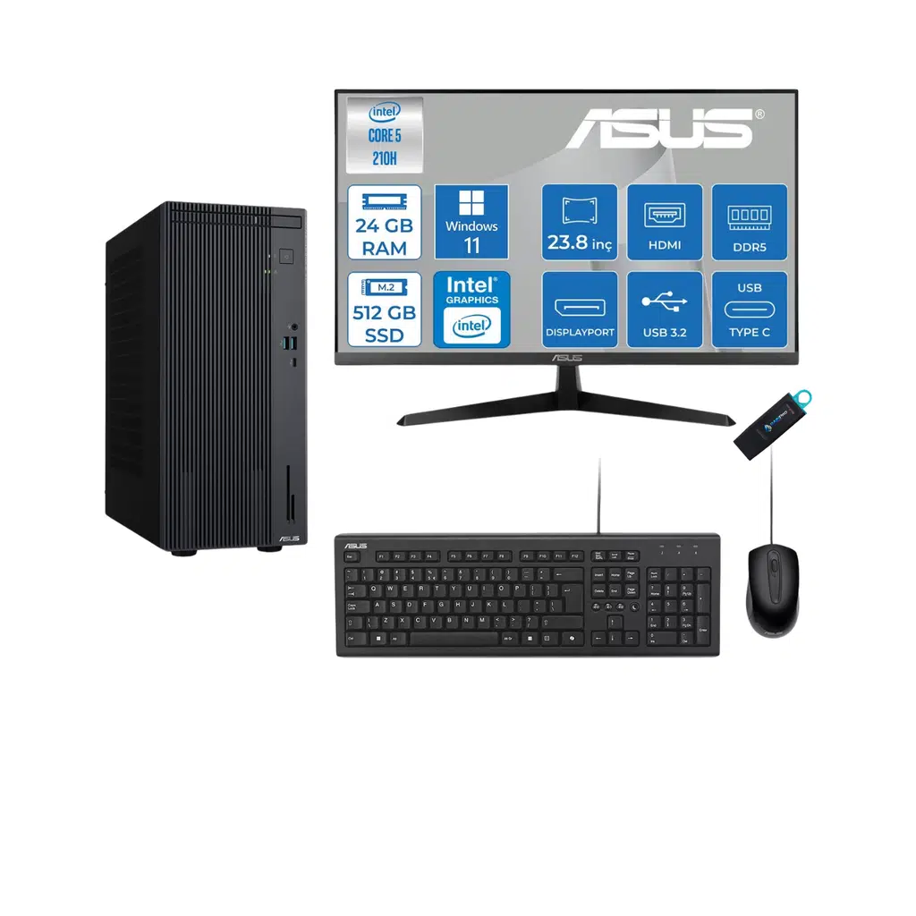 Expertcenter P500MV Core 5-210H 24 GB RAM DDR5 512 GB SSD WİN11PRO ASUS 23.8'' MONİTÖR C52108512B0D23RNP04