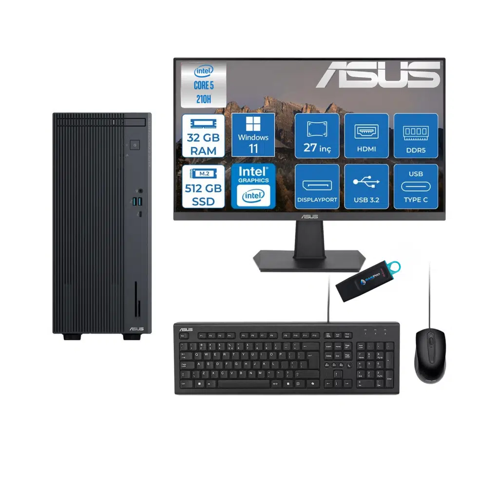 Expertcenter P500MV Core 5-210H 32 GB RAM DDR5 512 GB SSD WİN11PRO ASUS 27'' MONİTÖR C52108512B0D27RNP07