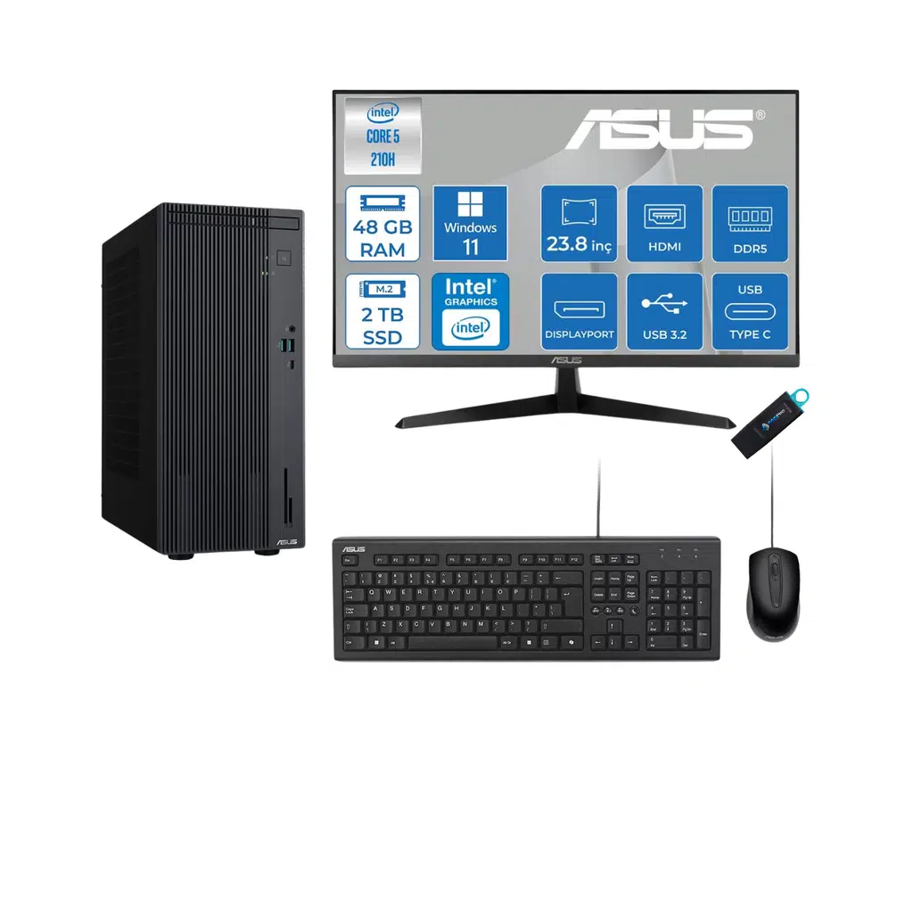 Expertcenter P500MV Core 5-210H 48 GB RAM DDR5 2 TB SSD WİN11PRO ASUS 23.8'' MONİTÖR C52108512B0D23RNP15