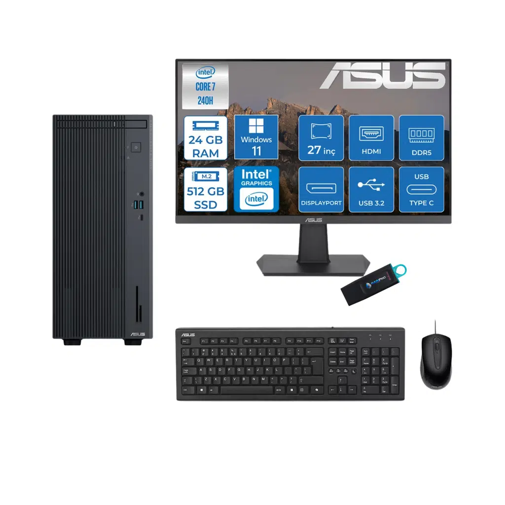 Expertcenter P500MV Core 7-240H 24 GB RAM DDR5 512 GB SSD WİN11PRO ASUS 27'' MONİTÖR C724016512B0D27RNP04
