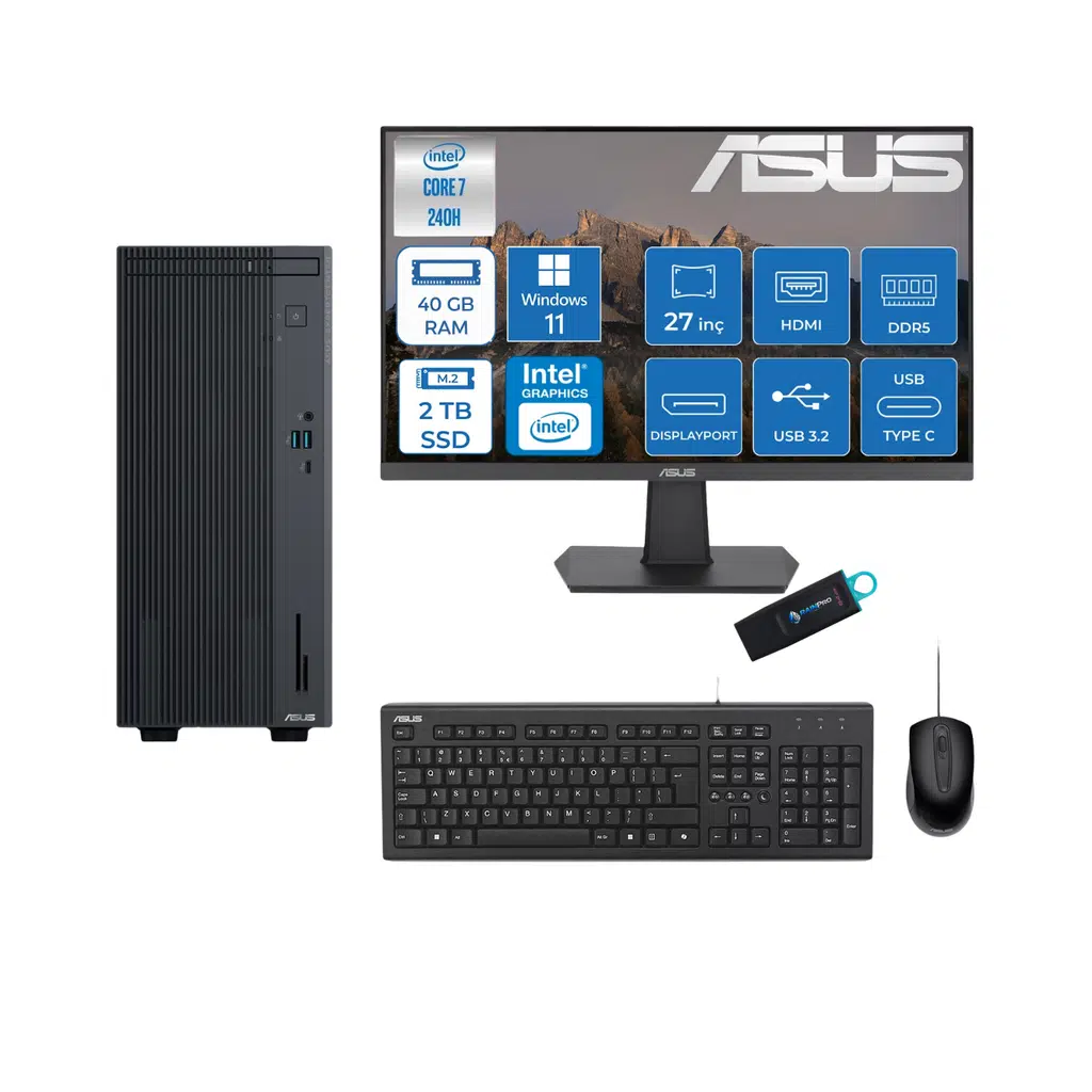 Expertcenter P500MV Core 7-240H 64 GB RAM DDR5 2 TB SSD WİN11PRO ASUS 27'' MONİTÖR C724016512B0D27RNP18