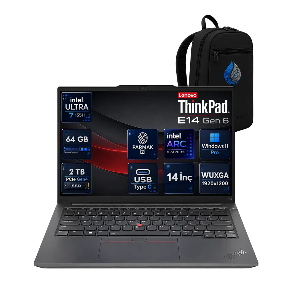 Lenovo ThinkPad E14 Gen 6 Intel Core Ultra 7 155H 64 GB DDR5 2 TB SSD 14'' WUXGA IPS Windows 11 Pro Dizüstü Bilgisayar 21M70091TXRNP23