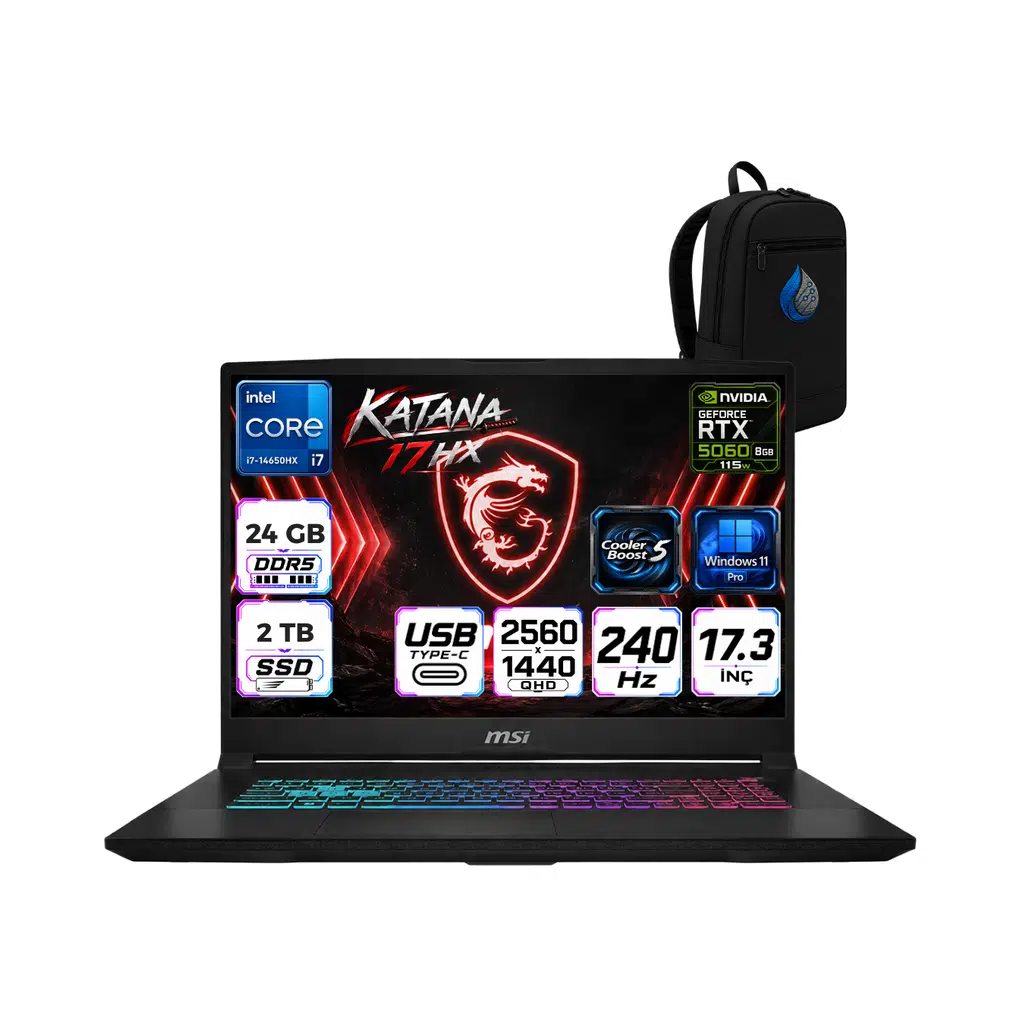 Msı Katana 17 Hx Intel I7-14650HX 24 GB DDR5 2 TB SSD 8GB/RTX5060 115W