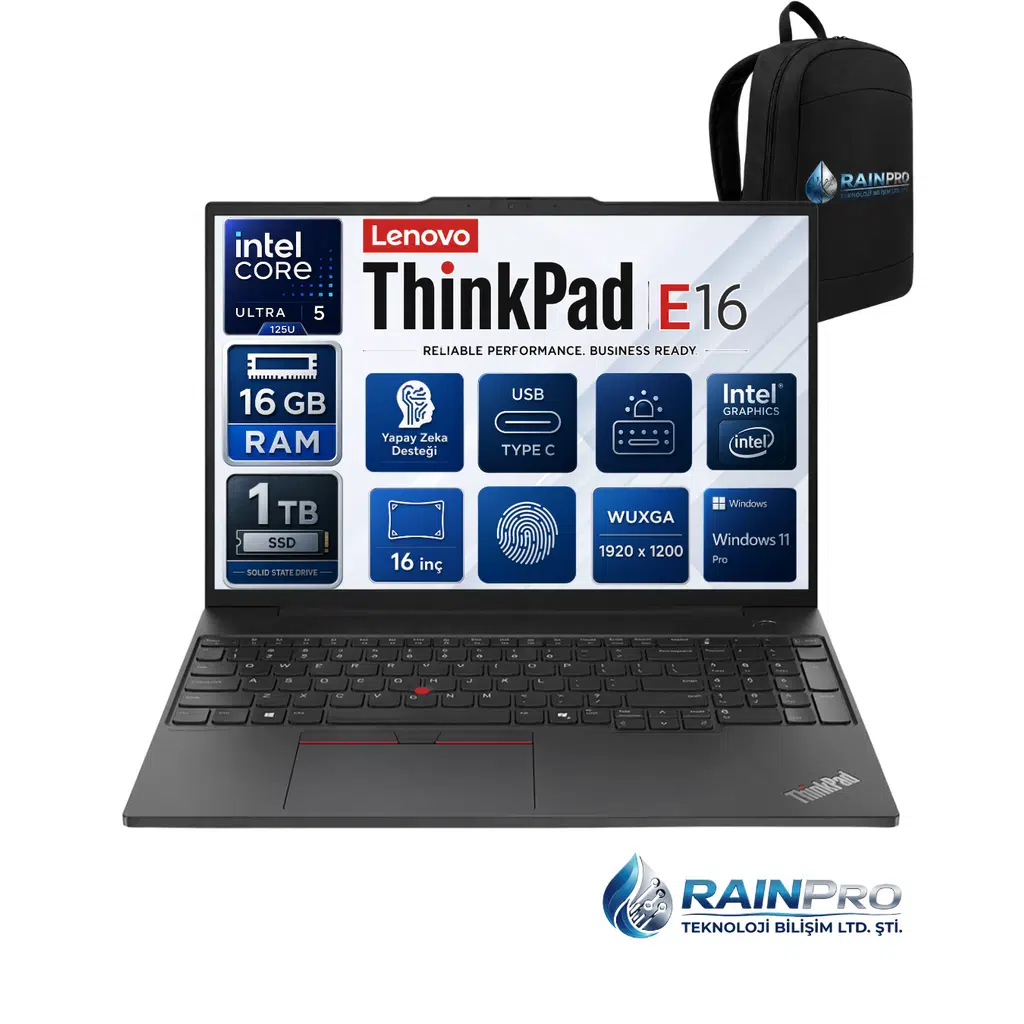 Thinkpad E16 Gen2 Intel Core Ultra 5 125U 16 GB DDR5 1 TB SSD 16" Wuxga IPS Windows 11 Pro Taşınabilir Bilgisayar 21MA003RNP02